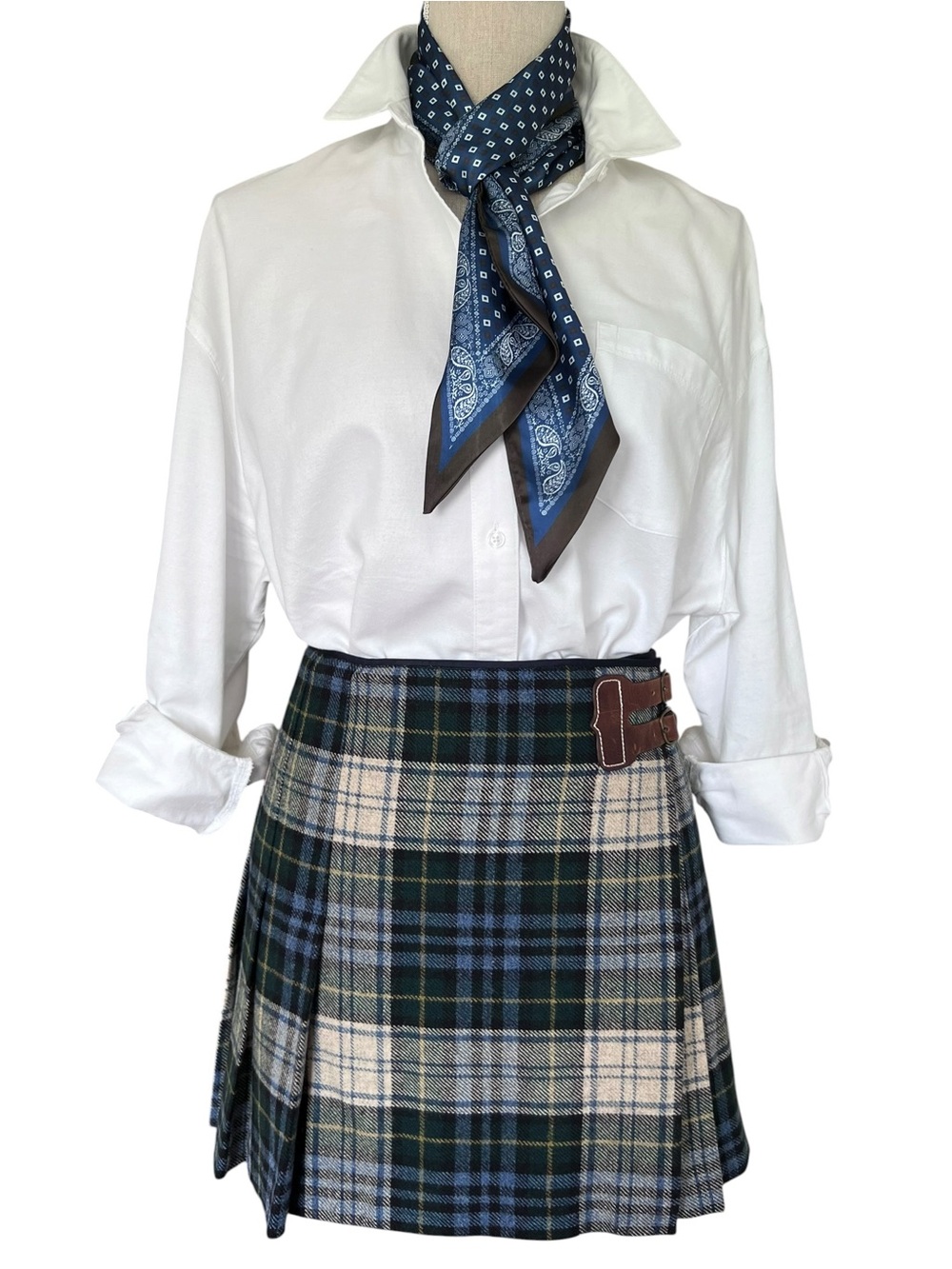 Polo Ralph Lauren Tartan Plaid Wool Pleated Side Wrap Mini Kilt Skirt Size 8